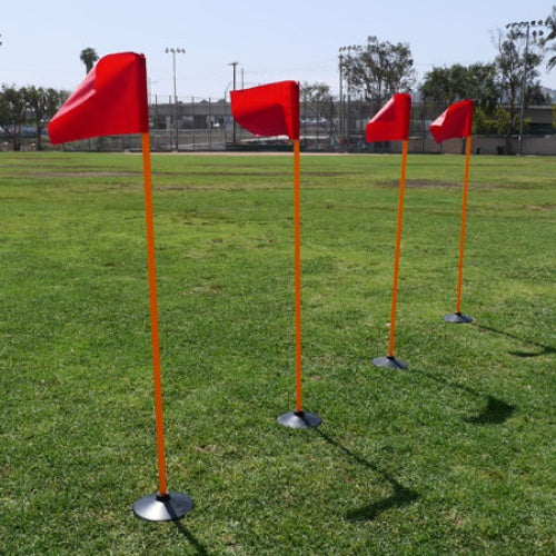WEIGHTED RUBBER BASE TURF CORNER FLAGS – 100% SOCCER